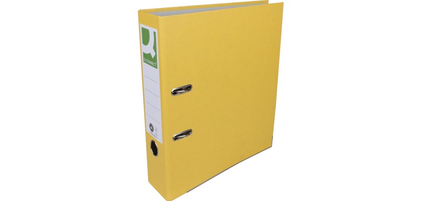 Q-CONNECT binder, for A4 size, cardboard covered with Recycolor Plastic, 8 cm spine, yellow