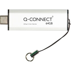 Q-CONNECT USB-C stick 3.2 Gen1, zilver, 64 GB