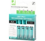 Q-CONNECT USB-C herlaadbare batterijen AA, blister van 4 stuks
