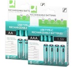 Q-CONNECT USB-C herlaadbare batterijen AA, blister van 4 stuks