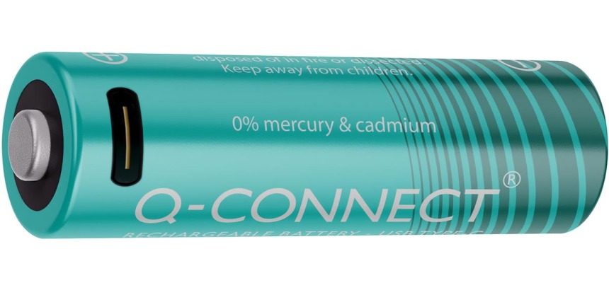 Q-CONNECT USB-C herlaadbare batterijen AA, blister van 4 stuks