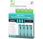 Q-CONNECT USB-C herlaadbare batterijen AAA, blister van 4 stuks