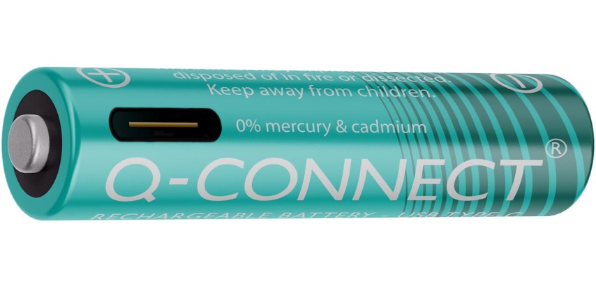 Q-CONNECT wiederaufladbare USB-C AAA-Batterien, Blister 4 Stück
