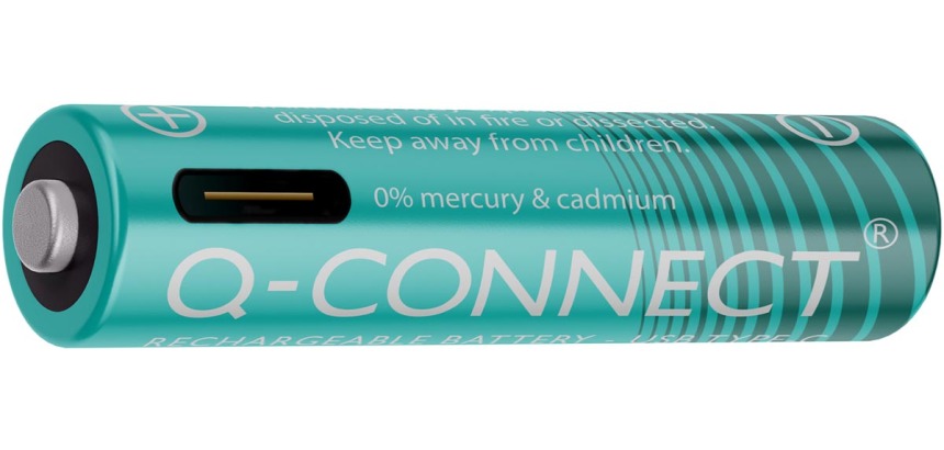 Q-CONNECT USB-C herlaadbare batterijen AAA, blister van 4 stuks