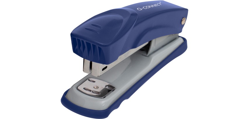 Q-CONNECT Hefter, Metall, Halbstreifen, 25 Blatt, Blau