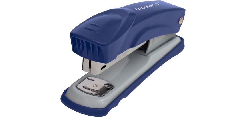 Q-CONNECT nietmachine, metaal, half strip, 25 blad, blauw