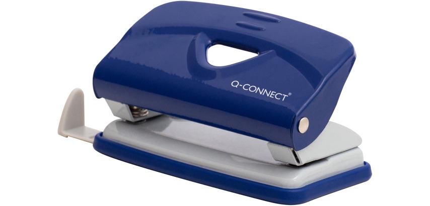 Q-CONNECT Locher, leichte Ausführung, Metall, 10 Blatt, blau