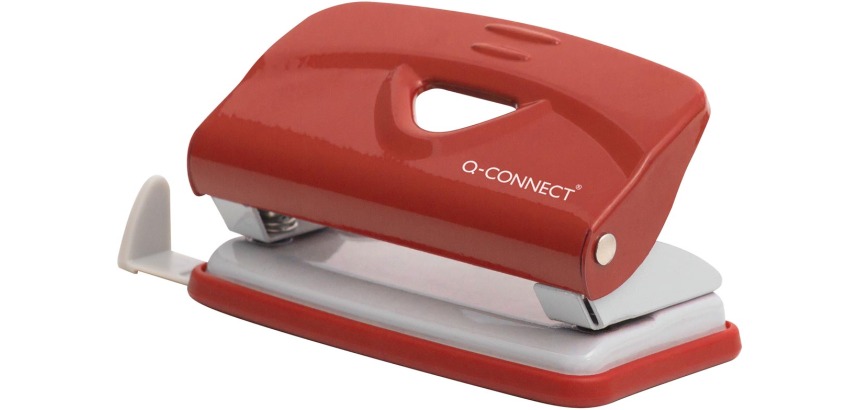 Q-CONNECT Light Duty perforator, metaal, 10 blad, rood