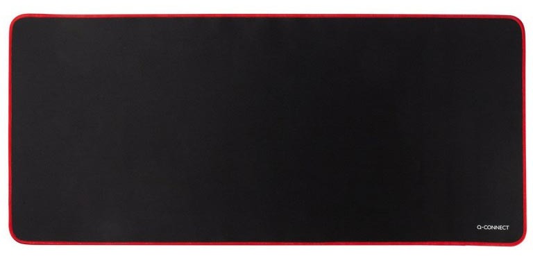 Q-CONNECT tapis de bureau et tapis de souris, ft 90 x 40 cm, noir avec bord rouge