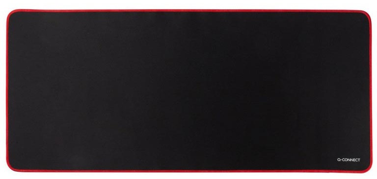 Q-CONNECT bureauonderlegger en muismat, ft 90 x 40 cm, zwart met rode rand
