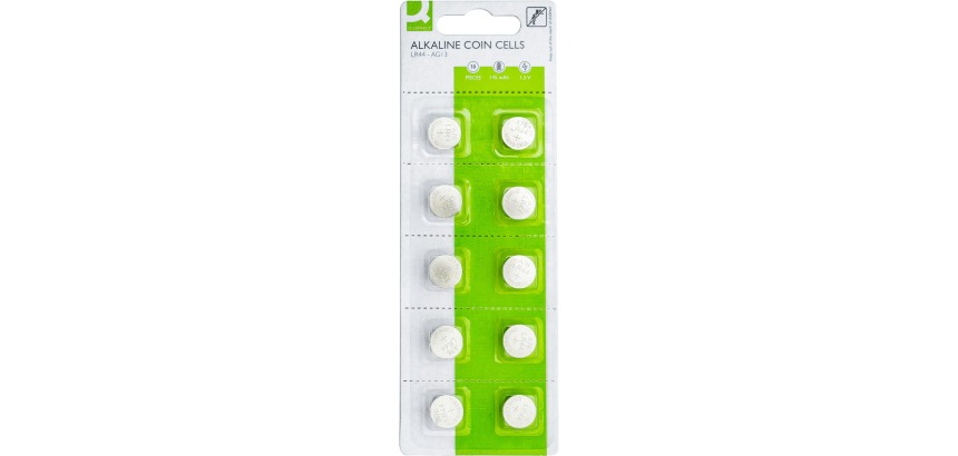 Q-CONNECT pile bouton, alcaline, LR44, blister de 10 pièces