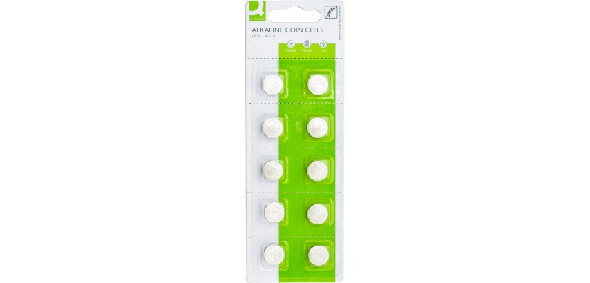 Q-CONNECT button cell, alkaline, LR54, blister pack of 10 pieces
