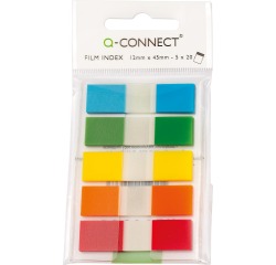 Q-CONNECT index mini, ft 12,5 x 45 mm, 5 x 20 onglets, couleurs assorties