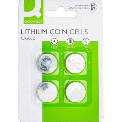 Q-CONNECT knoopcel, lithium, CR2032, blister van 4 stuks