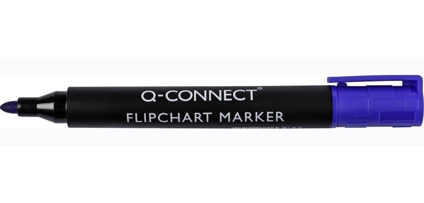 Q-CONNECT flipchartmarker, 2-3 mm, ronde punt, met clip, blauw