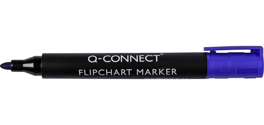 Q-CONNECT marqueurs pour tableaux de conférence, 2-3 mm, pointe ronde, avec clip, bleu