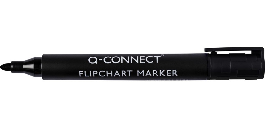Q-CONNECT flipchartmarker, 2-3 mm, ronde punt, met clip, zwart