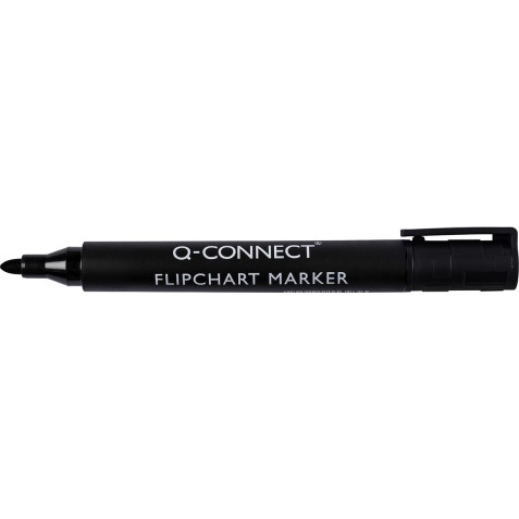 Q-CONNECT marqueurs pour tableaux de conférence, 2-3 mm, pointe ronde, avec clip, noir