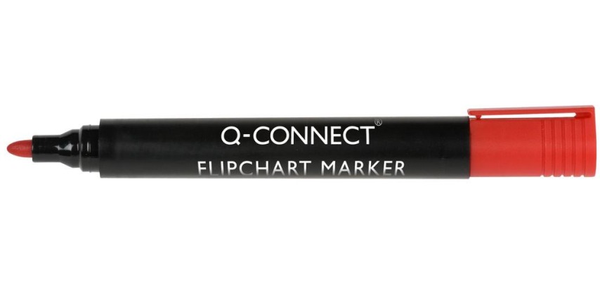 Q-CONNECT flipchartmarker, 2-3 mm, ronde punt, met clip, rood