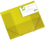 Q-CONNECT folder with flaps, A4, 3 flaps and elastic bands, transparent PP, yellow