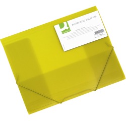 Q-CONNECT farde à rabats, A4, 3 rabats et élastiques, PP transparent, jaune