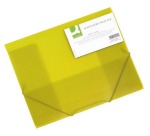 Q-CONNECT folder with flaps, A4, 3 flaps and elastic bands, transparent PP, yellow