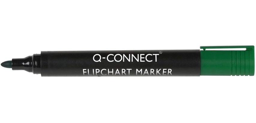 Q-CONNECT marqueurs pour tableaux de conférence, 2-3 mm, pointe ronde, avec clip, vert