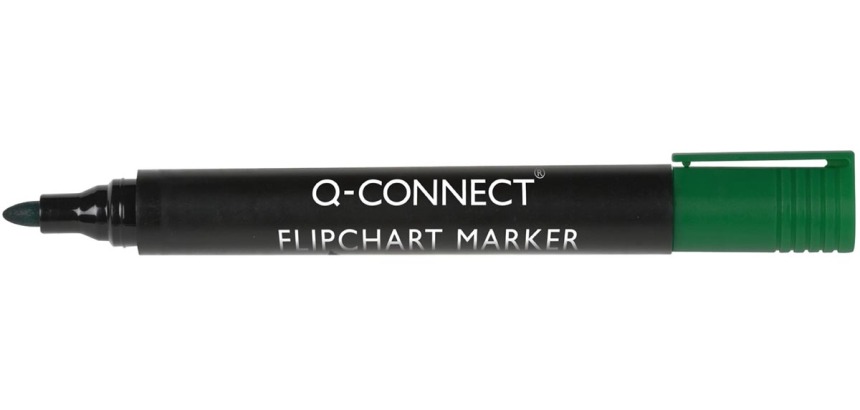 Q-CONNECT flipchartmarker, 2-3 mm, ronde punt, met clip, groen