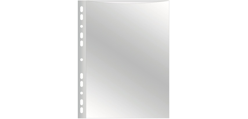Q-CONNECT pochette perforée perforation 11 trous, lisse, 75 microns, paquet de 10 pièces