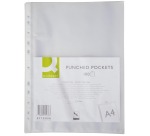 Q-CONNECT pochette perforée, perforation 11 trous, grainé, 60 microns, paquet de 100 pièces