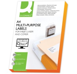 Q-CONNECT étiquettes, blanc, coins carrés, 210 x 297 mm, 200 feuilles, 1 étiquet par feuille