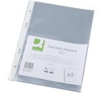 Q-CONNECT geperforeerde showtas A5 4-gaatsperforatie glashelder 100 micron pak van 10 stuks