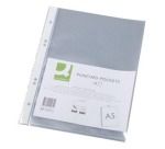 Q-CONNECT geperforeerde showtas A5 4-gaatsperforatie glashelder 100 micron pak van 10 stuks