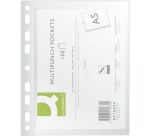 Q-CONNECT punched pocket, A5 size, 9-hole perforation, PP, 50 microns, pack of 100 pieces