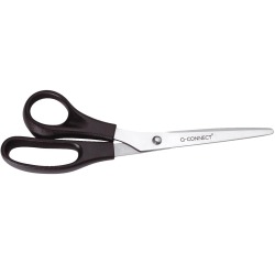 Q-CONNECT schaar Lefty, ft 21 cm, links, ronde punt, RVS, zwart, blister van 1 stuk
