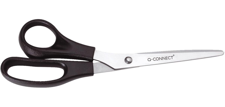 Q-CONNECT ciseaux Lefty, ft 21 cm, gauche, bouts rond, inox, noir, blister de 1 pièce