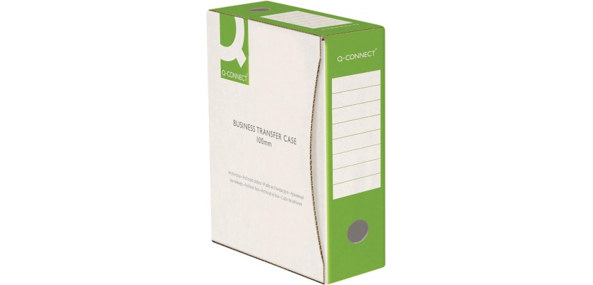Q-CONNECT boîte à archive, A4, dos 10 cm, en carton de 400 g/m², blanc-vert