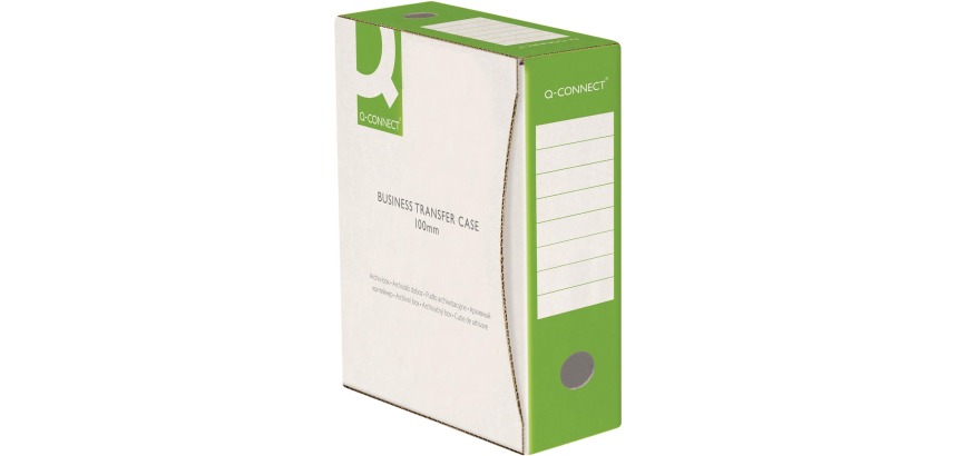 Q-CONNECT boîte à archive, A4, dos 10 cm, en carton de 400 g/m², blanc-vert