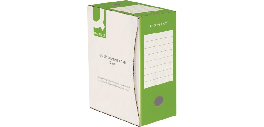 Q-CONNECT Archivbox, A4, Rücken 15 cm, aus 400 g/m² Karton, weiß-grün