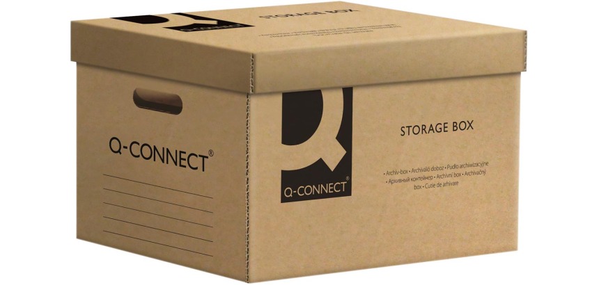 Q-CONNECT archive container, with lid, size 51.5 x 30.5 x 35 cm, gray