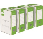 Q-CONNECT boîte à archive, A4, dos 8 cm, en carton de 400 g/m², blanc-vert