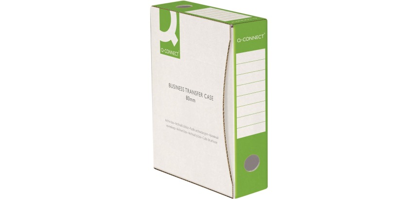 Q-CONNECT boîte à archive, A4, dos 8 cm, en carton de 400 g/m², blanc-vert