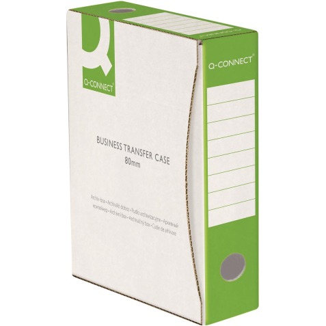 Q-CONNECT boîte à archive, A4, dos 8 cm, en carton de 400 g/m², blanc-vert