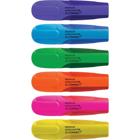 Q-CONNECT Premium surligneur, couleurs assorties, paquet de 6 pièces
