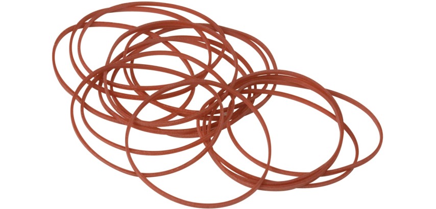 Q-CONNECT élastiques, largeur 1,5 mm, longueur 80 mm, 100g, rouge