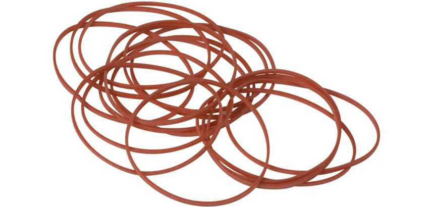 Q-CONNECT rubber bands, width 1.5 mm, length 80 mm, 100g, red