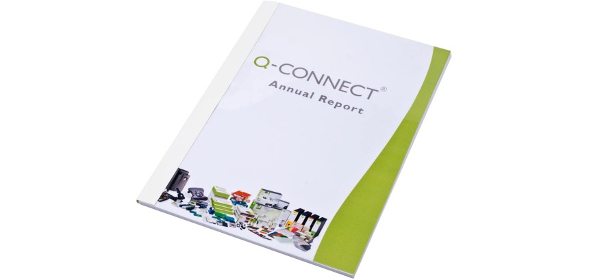 Q-CONNECT thermische omslagen, ft A4, karton met PET cover, rug van 3 mm, pak van 20 stuks, wit