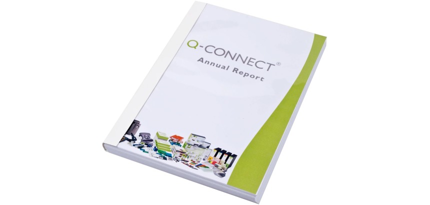 Q-CONNECT thermische omslagen, ft A4, karton met PET cover, rug van 12 mm, pak van 20 stuks, wit