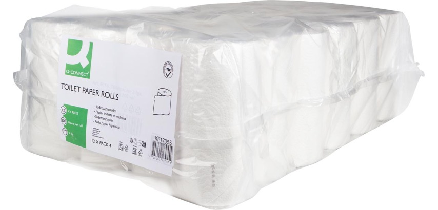 Q-CONNECT papier toilette, 2 plis, 200 feuilles, paquet de 12 x 4 rouleaux