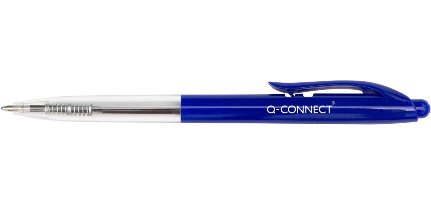 Q-CONNECT The Clicker ballpoint pen, retractable, medium, box of 20 pieces, blue